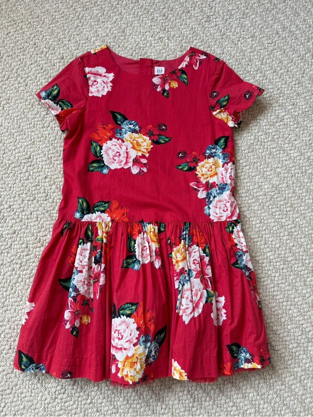 GAP Red Floral Short Sleeve Girls Dress